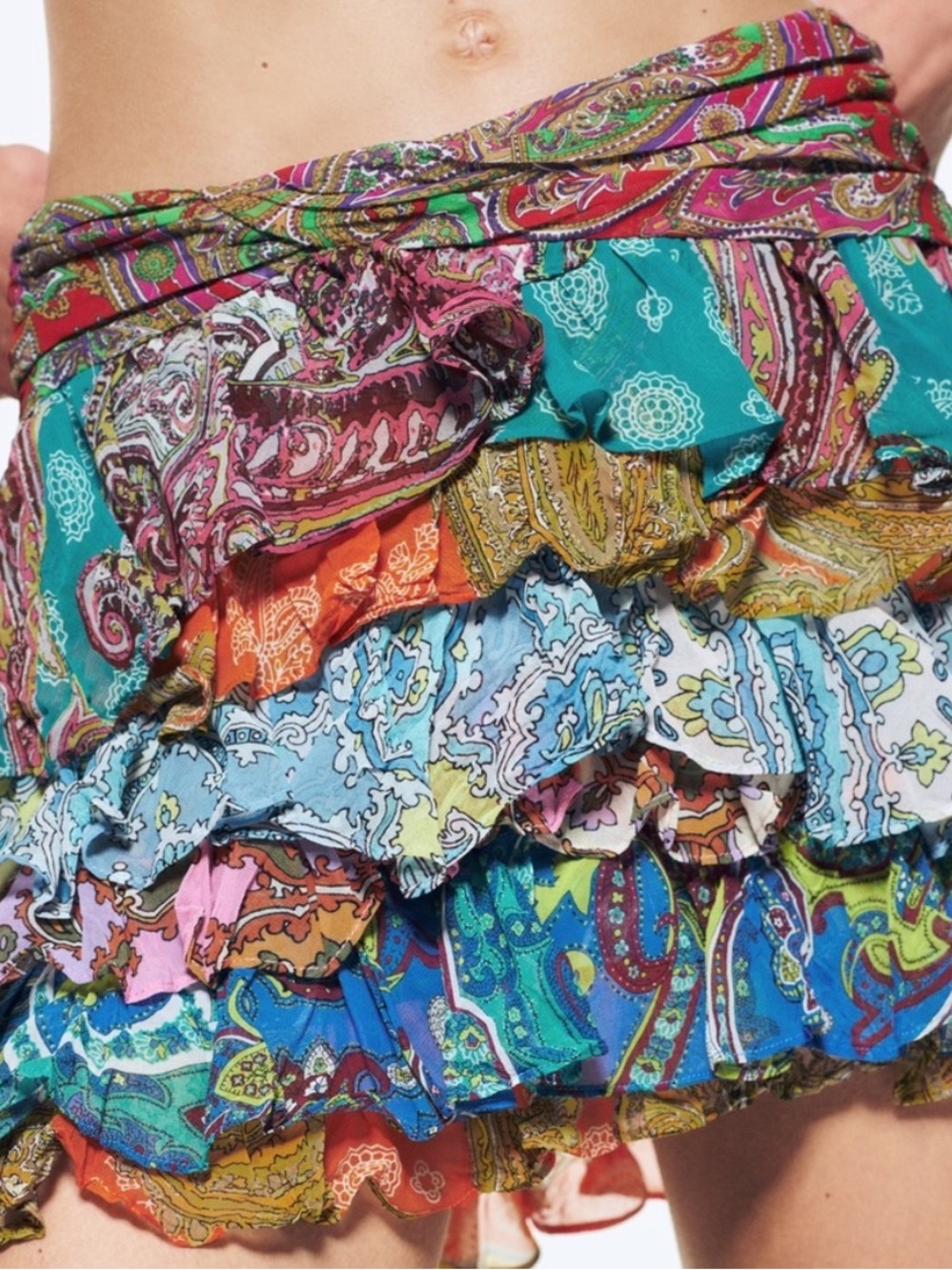 Zara Multicolor Paisley Ruffle Mini Skirt - Picture 4 of 11